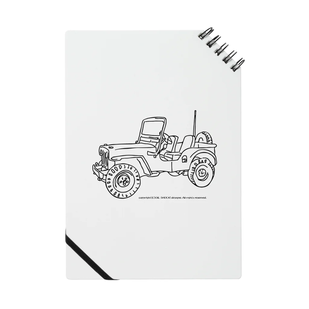 ファンシーTシャツ屋のJeep イラスト ライン画 Notebook