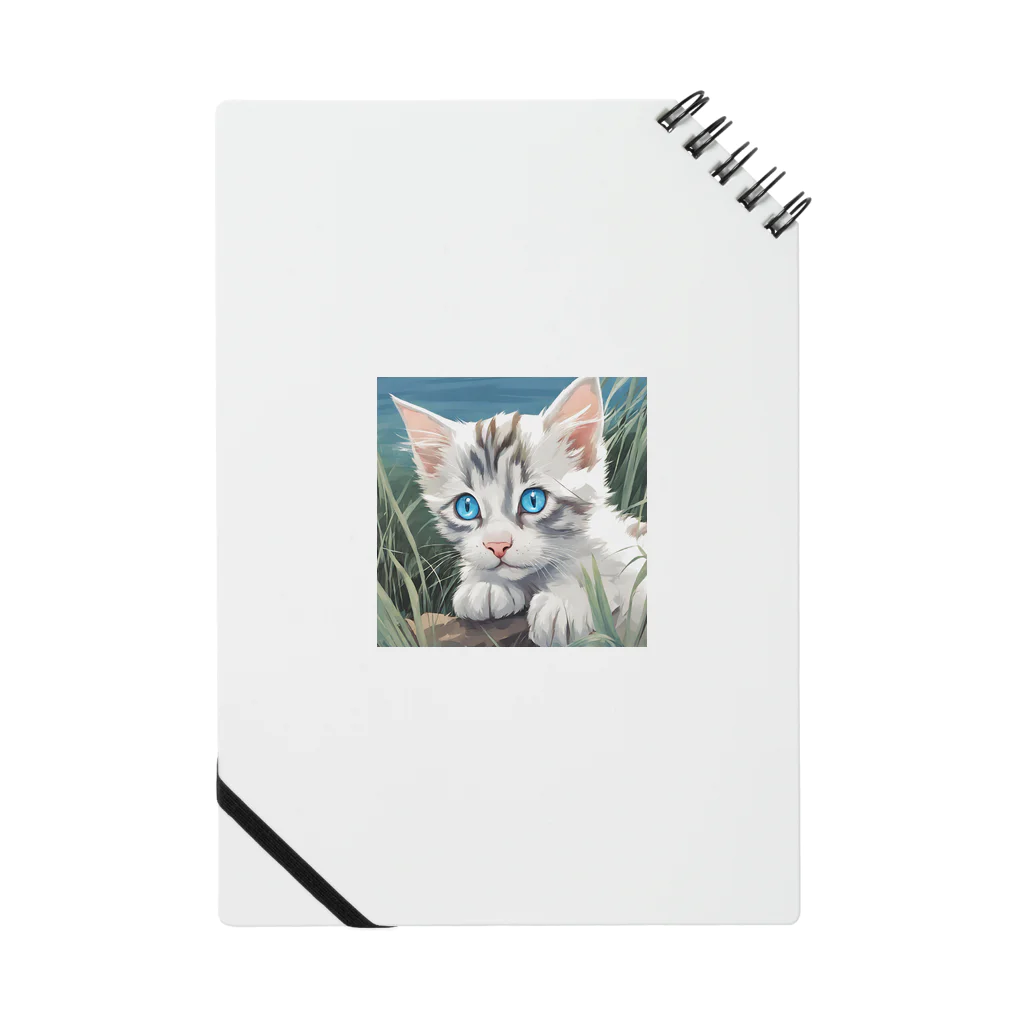 yoiyononakaの草むらの虎縞白猫 Notebook