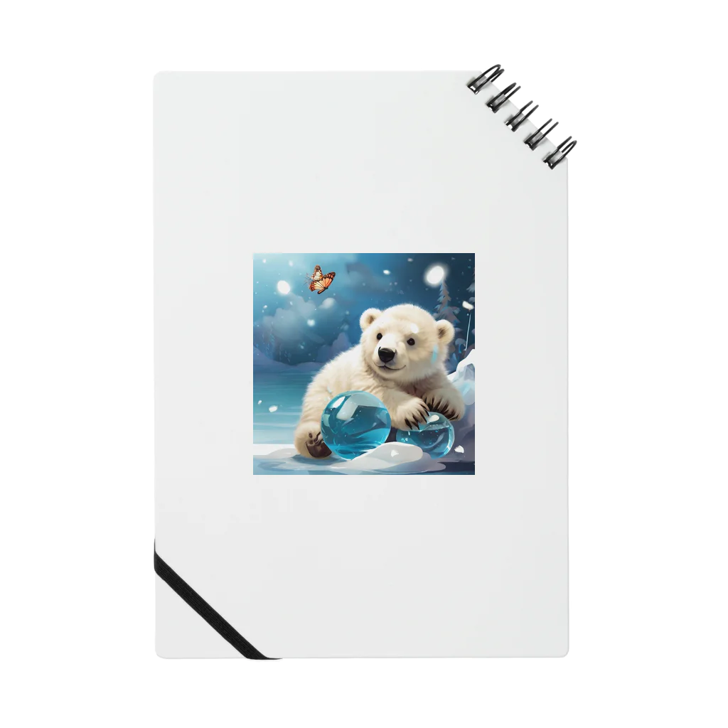 りんりんの可愛いシロクマちゃんショップ　かわいいよ！のボールを守っている白熊 Notebook