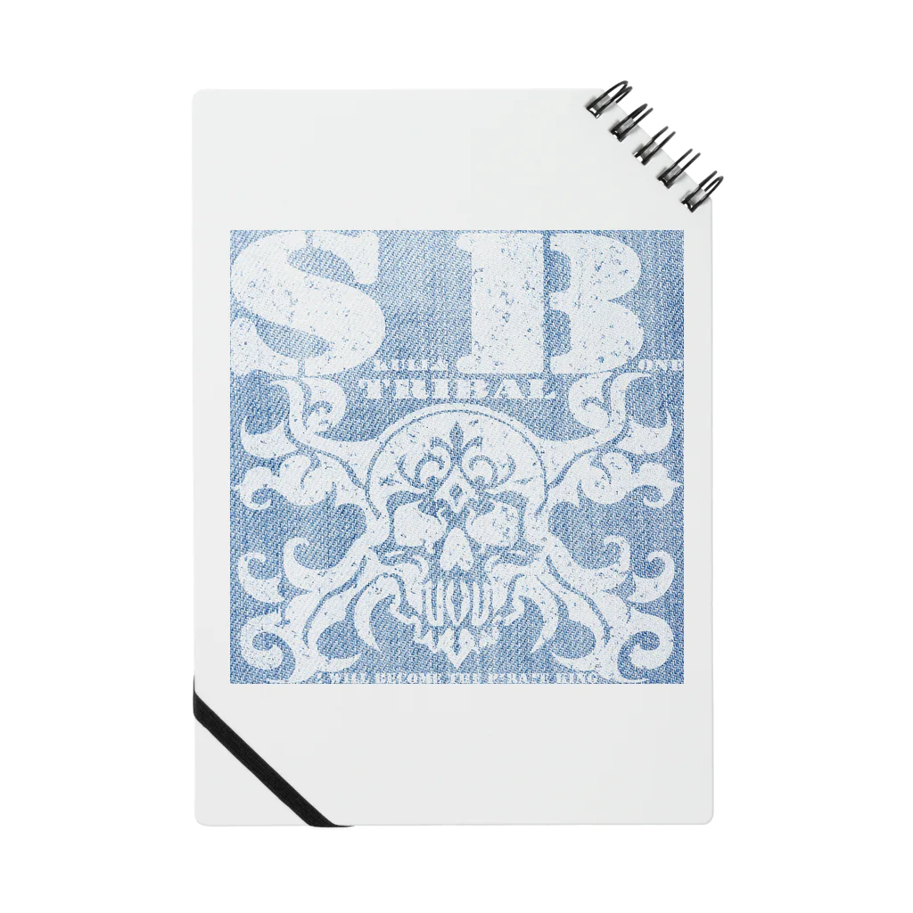 Ａ’ｚｗｏｒｋＳのSKULL&BONE TRIBAL GRUNGE WHT ON DENIM Notebook