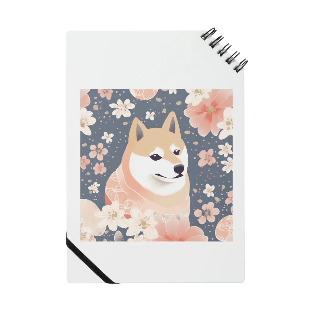 Grazing Wombatの日本画風、柴犬と桜２-Japanese-style painting of a Shiba Inu with cherry blossoms 2 ノート