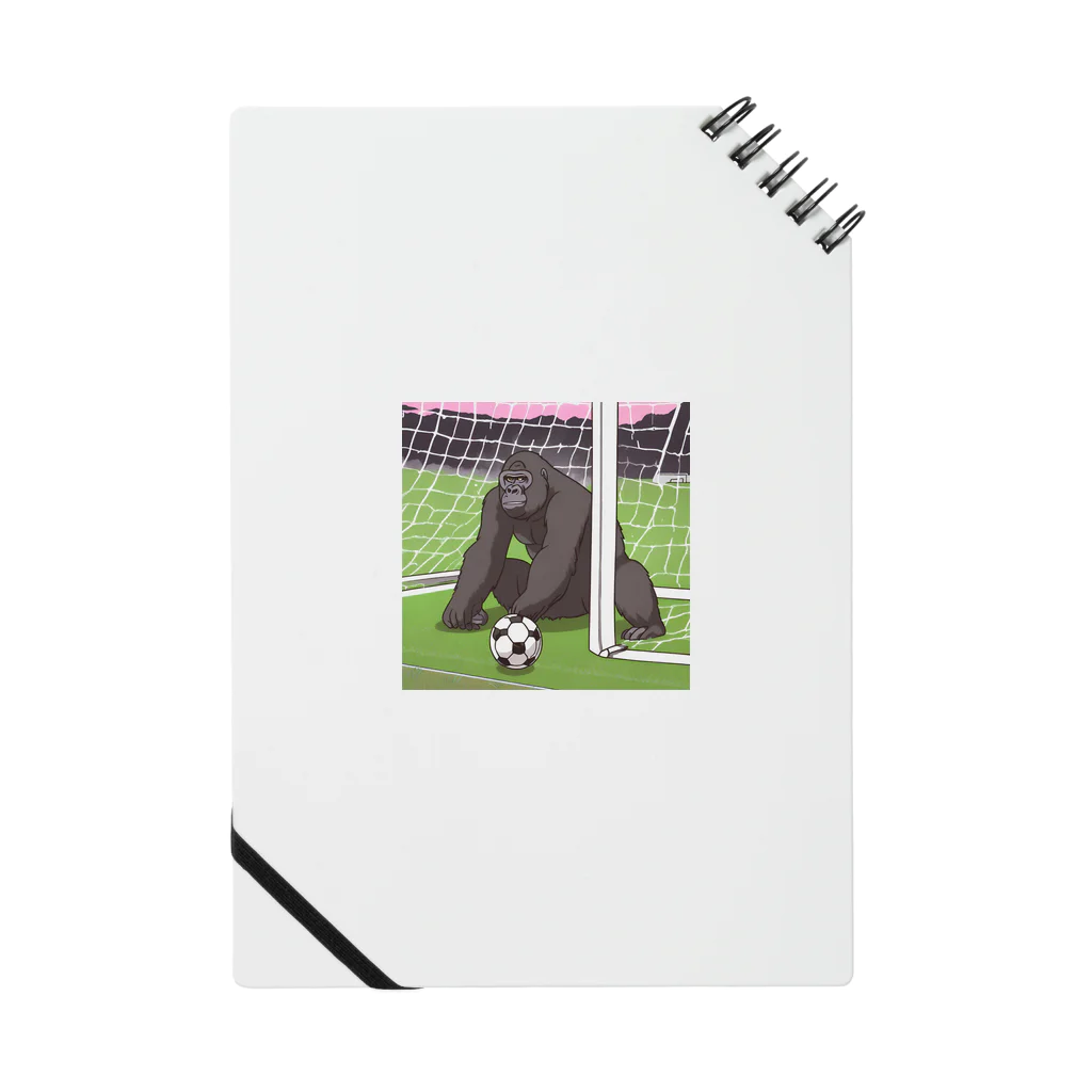 ganeshaのサッカーでゴールを守る白黒のゴリラ Notebook