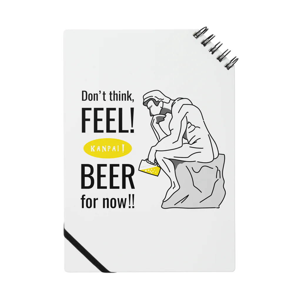 ビールとアート TM-3 Designの彫刻 × BEER（考える人：考えるな、感じろ! とりあえずビール!!）黒線画 Notebook