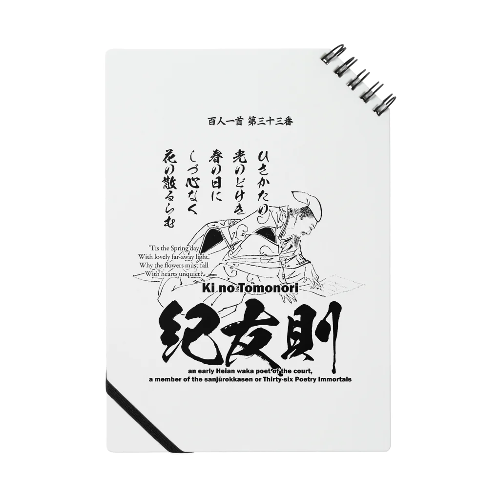 アタマスタイルの百人一首：33番 紀友則(紀貫之の従兄弟)「久方の ひかりのどけき 春の日に～」 Notebook