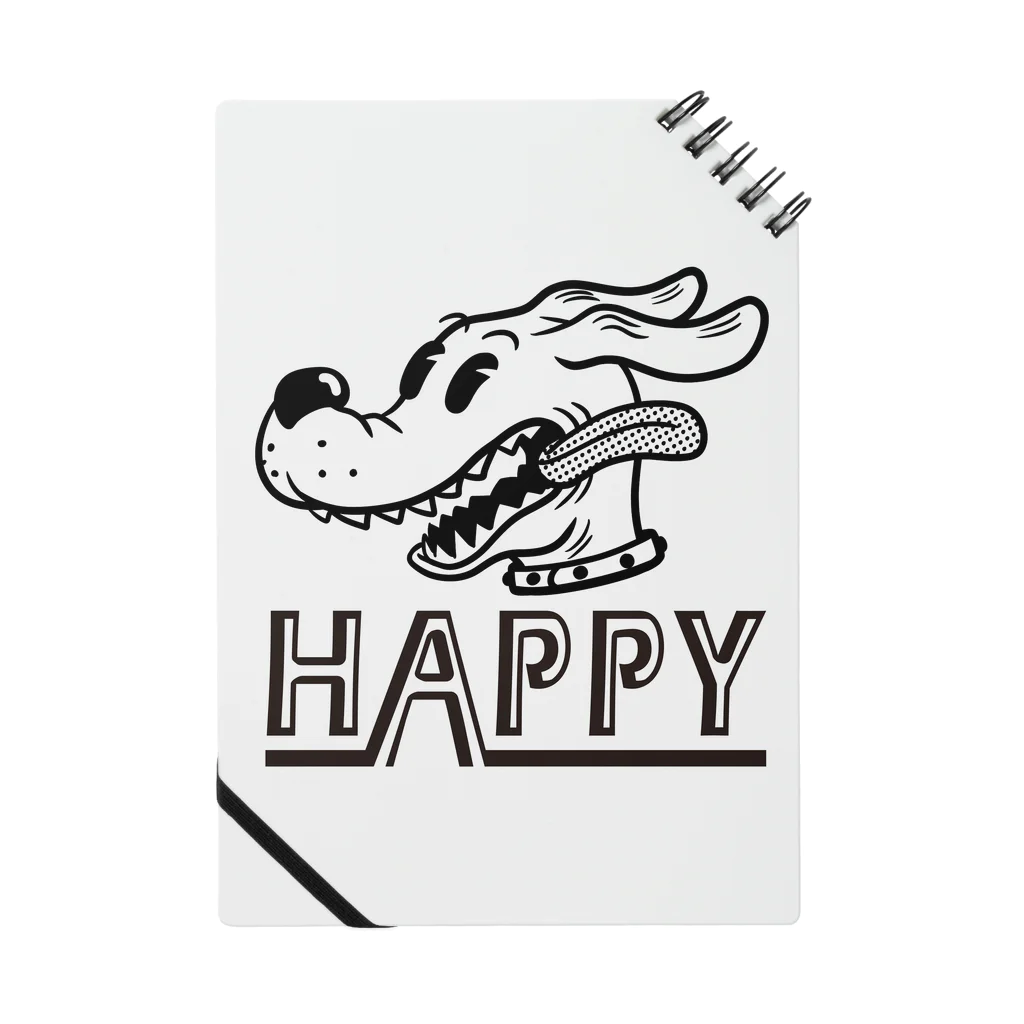 nidan-illustrationのhappy dog (black ink) ノート