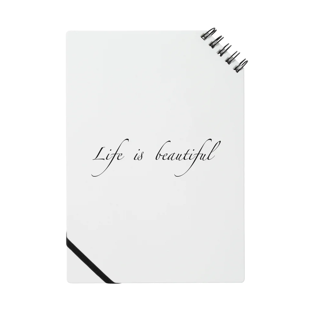 misora♩プロフ必読ページ Life is beautiful ロゴ 黒 筆記体 Notebook by misora ∞ SUZURI