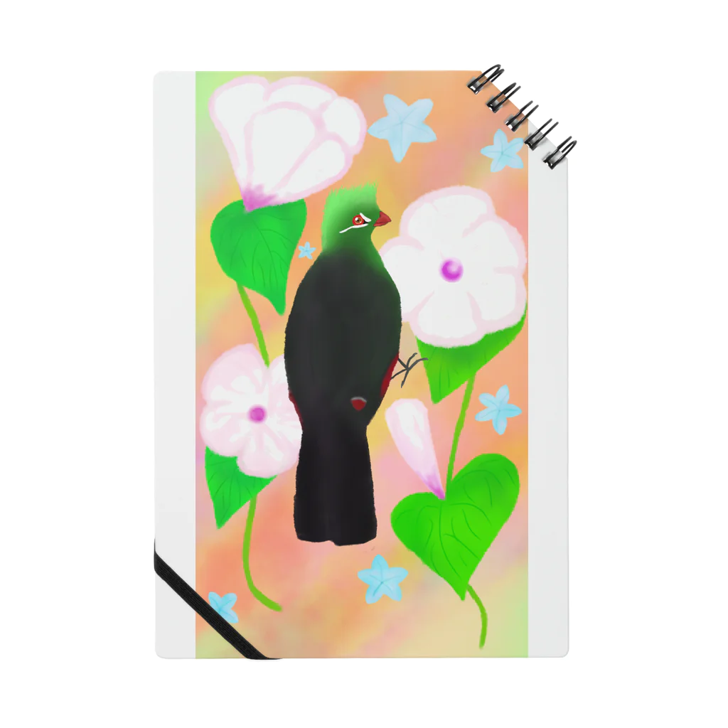 Lily bird（リリーバード）の見返り美鳥（ギニアエボシドリ）カラフル背景① ノート