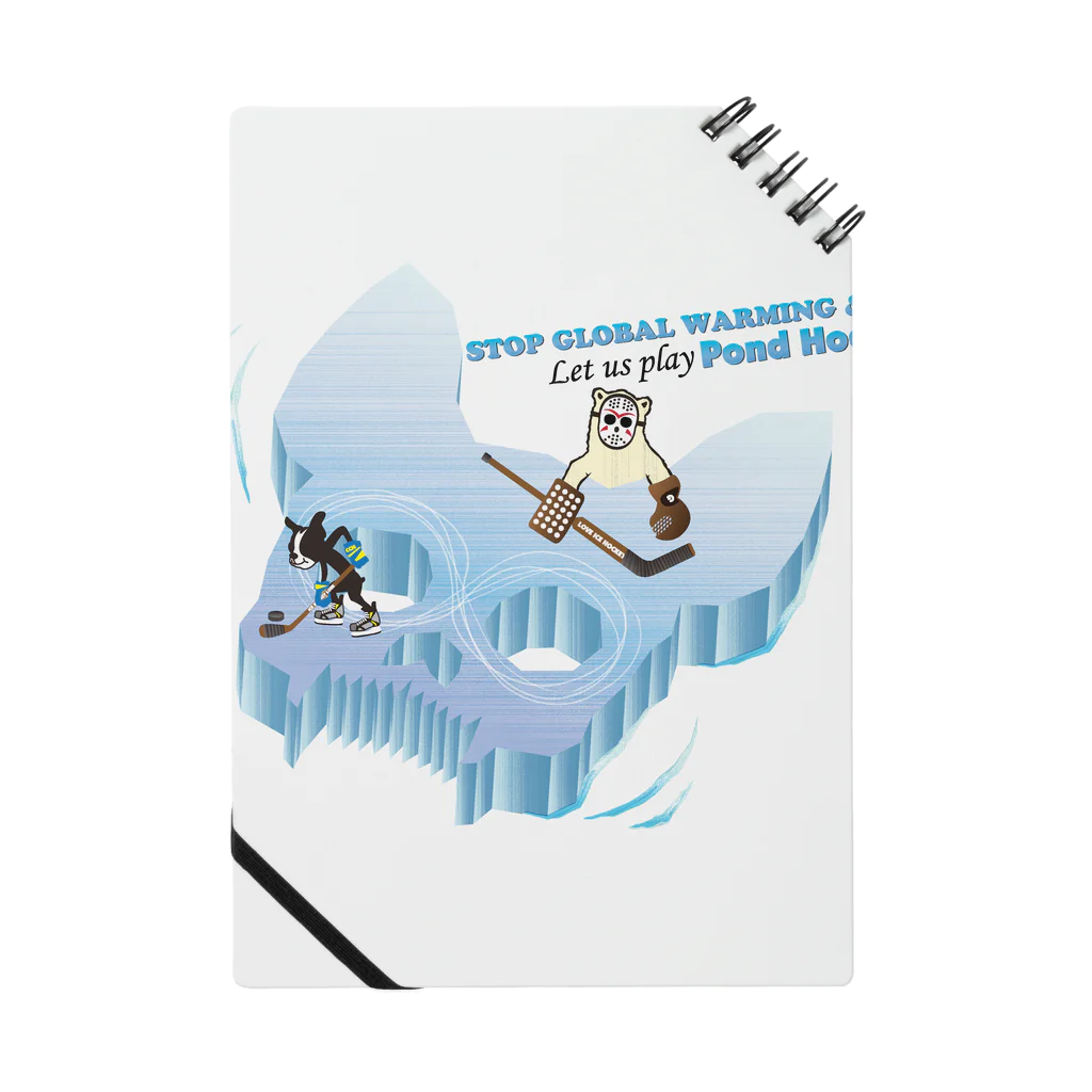 Hustle HockeyのPond Hockey Stop Global warming  Notebook