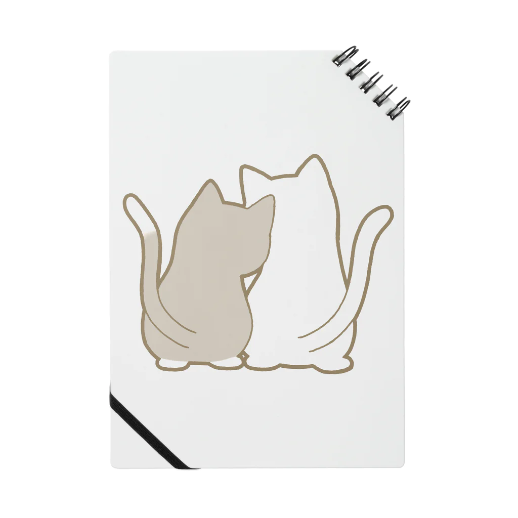 かわいいもののおみせ　いそぎんちゃくの仲良し猫の背中　灰白&白 Notebook