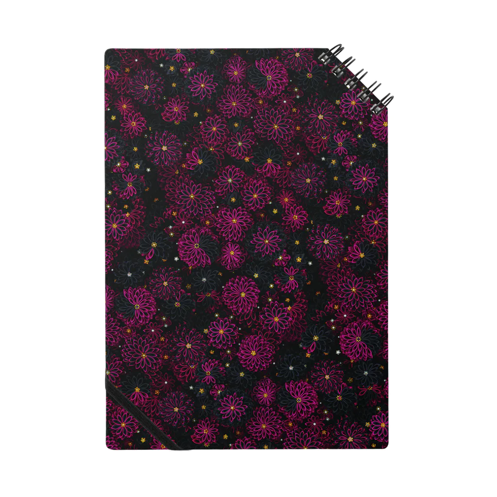 Japanese Fabric Flower coconの花群生紋様　蘇芳×墨色 Notebook