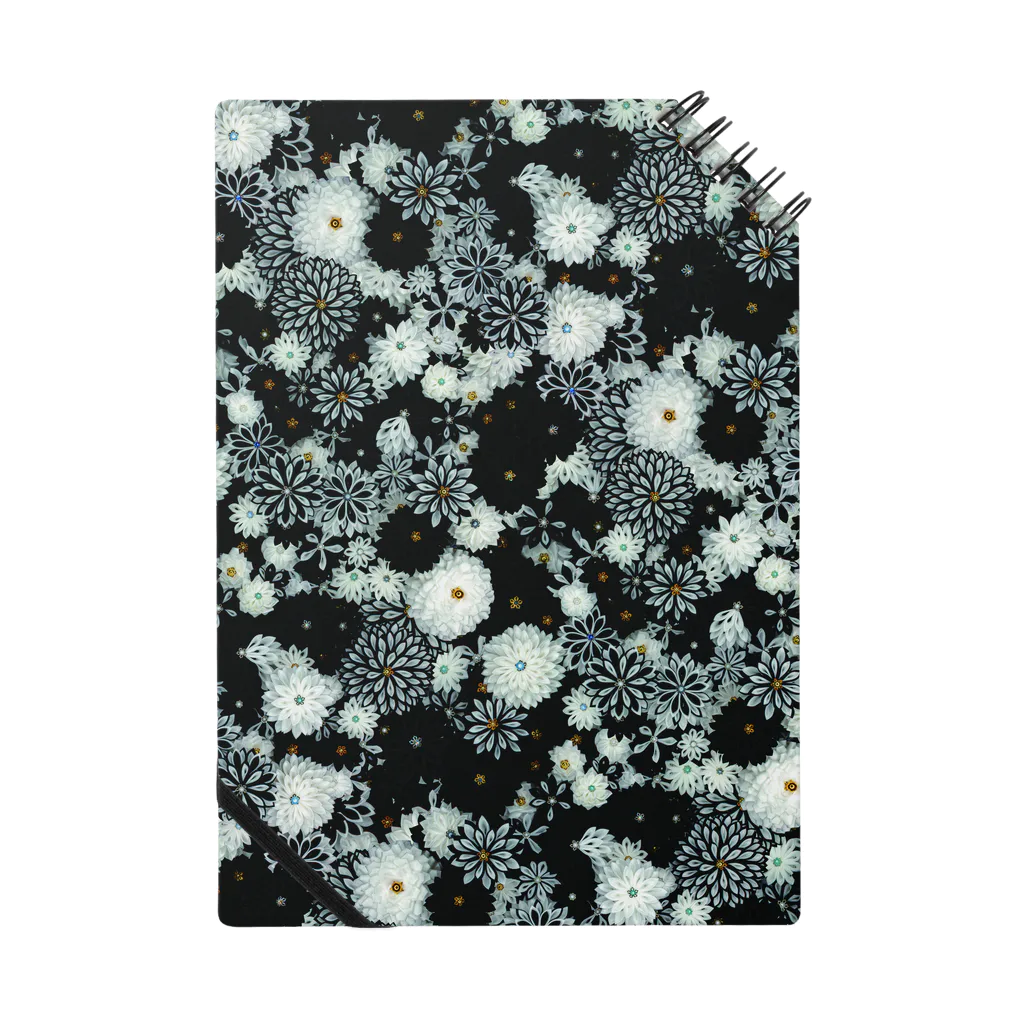 Japanese Fabric Flower coconの花群生紋様　月白×墨色 ノート