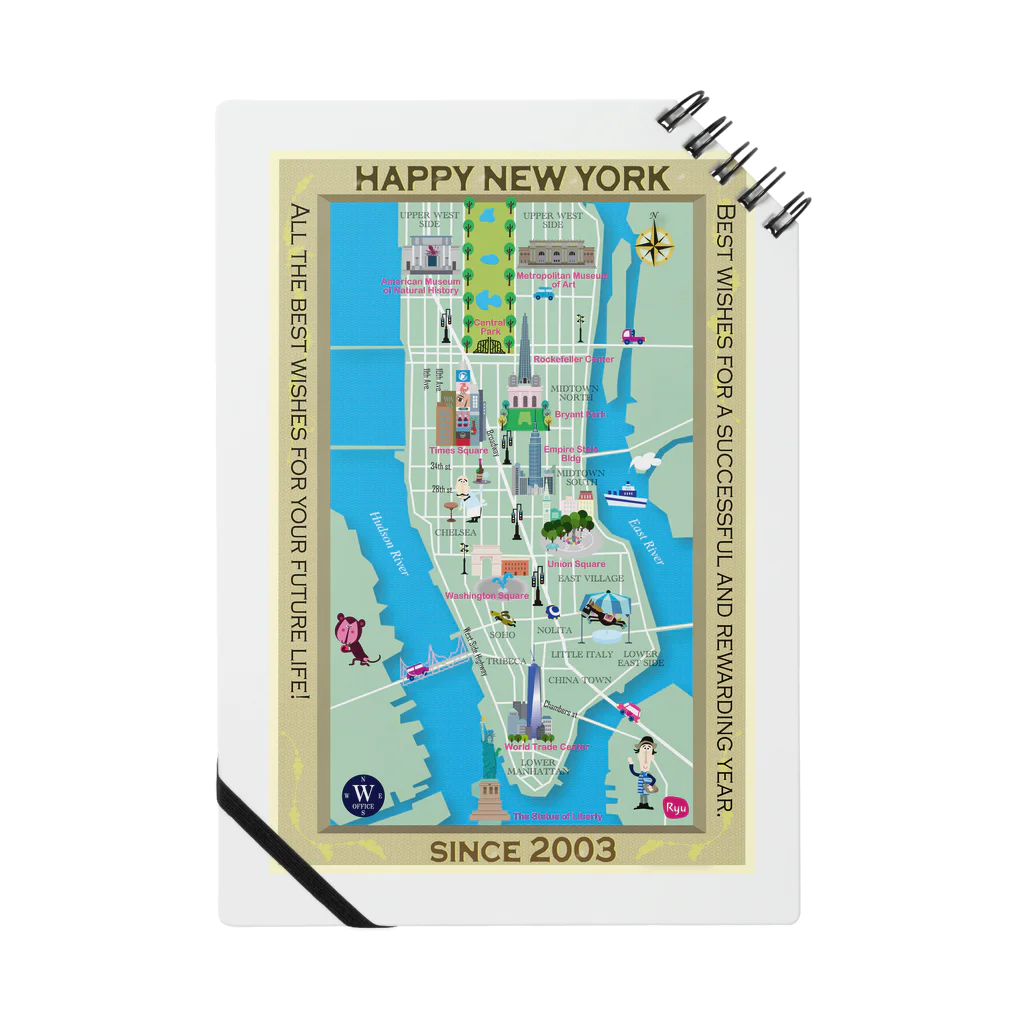 桐生龍のイラストグッズShopのHAPPY NEW YORK! Notebook