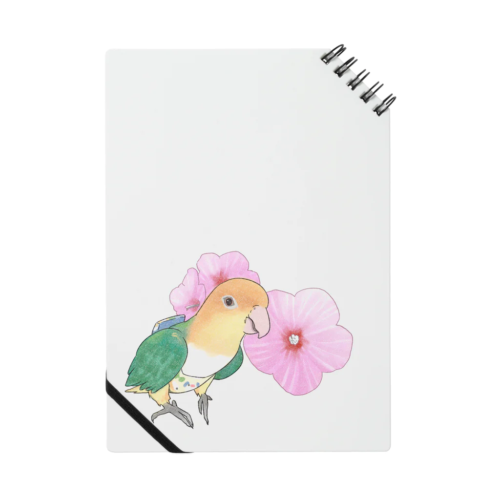 まめるりはことりのお花とシロハラインコちゃん【まめるりはことり】 Notebook