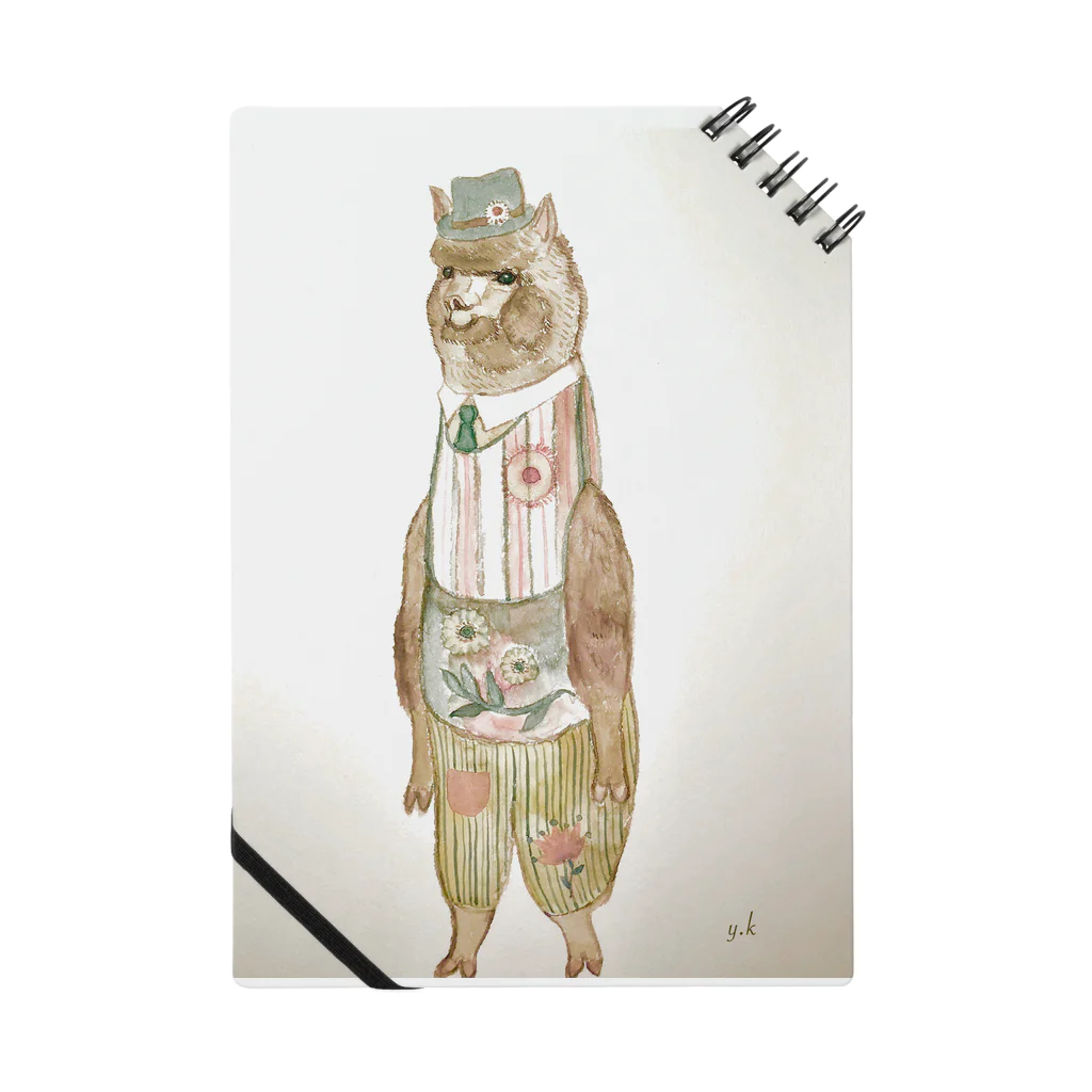 河内葉子の動物アートのグッズのおしゃれなキュートアルパカくんグッズ ノート