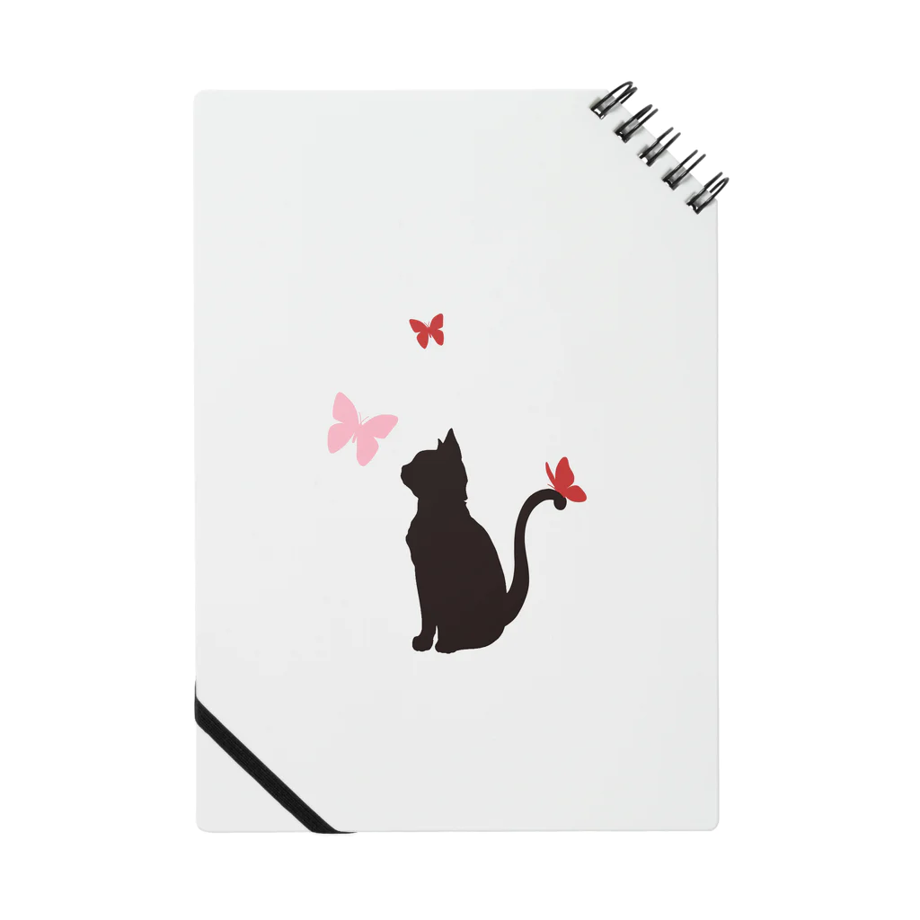 紅月　陽の猫と蝶（赤） Notebook