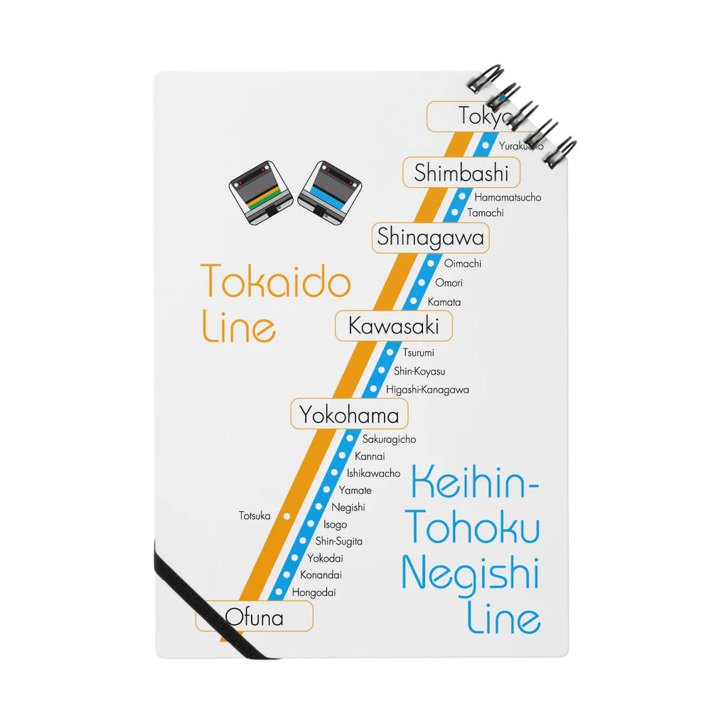 秋月のおみせの東海道線&京浜東北線路線図グッズ Notebook