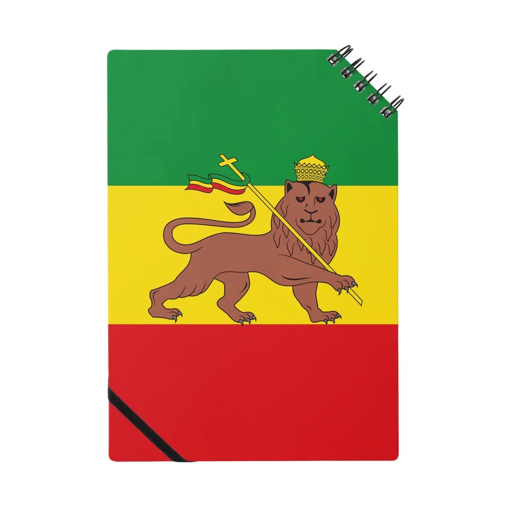 DRIPPEDのRASTAFARI LION FLAG-エチオピア帝国の国旗- Tシャツ Notebook