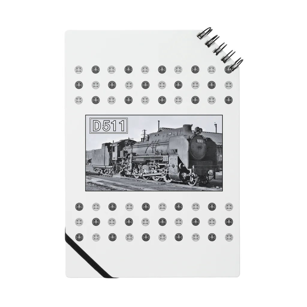 ヴィンテージ鉄道写真グッズの店のD51形蒸気機関車１号機 ＋動輪のドット （モノクロフォト） Notebook
