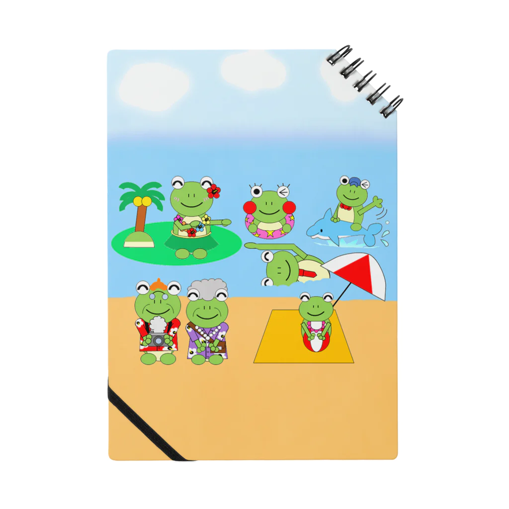 🐸かえるさんと仲間たち🐸の海へ家族旅行のかえるさん一家 Notebook