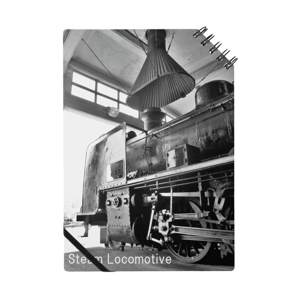 ヴィンテージ鉄道写真グッズの店の扇形車庫にスタンバイ中のSL （蒸気機関車） ノート