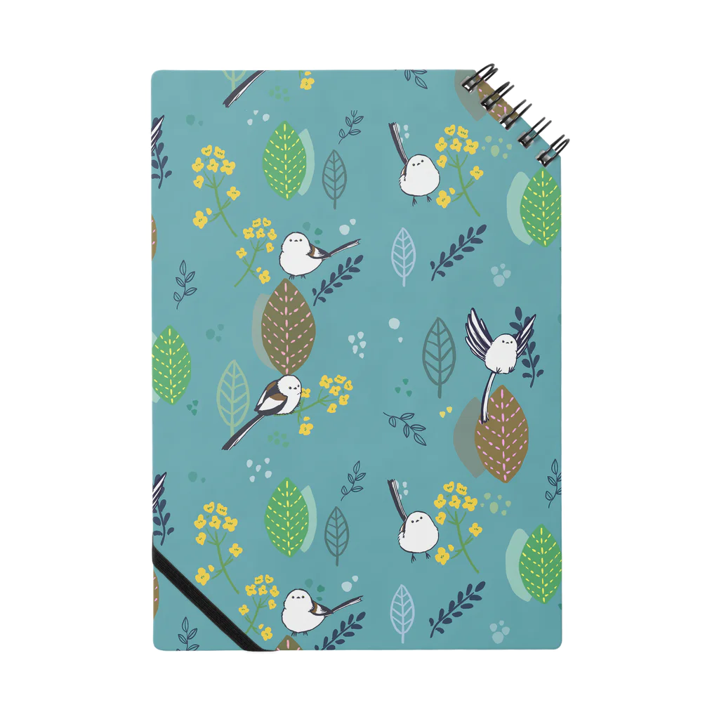 シマエナカフェの森と菜の花とシマエナガ（青） Notebook