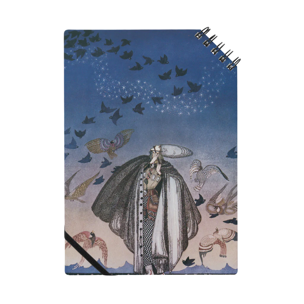 世界の絵画アートグッズのカイ・ニールセン《魔法の笛を吹く若い兵士と集まる鳥の群れ》 ノート