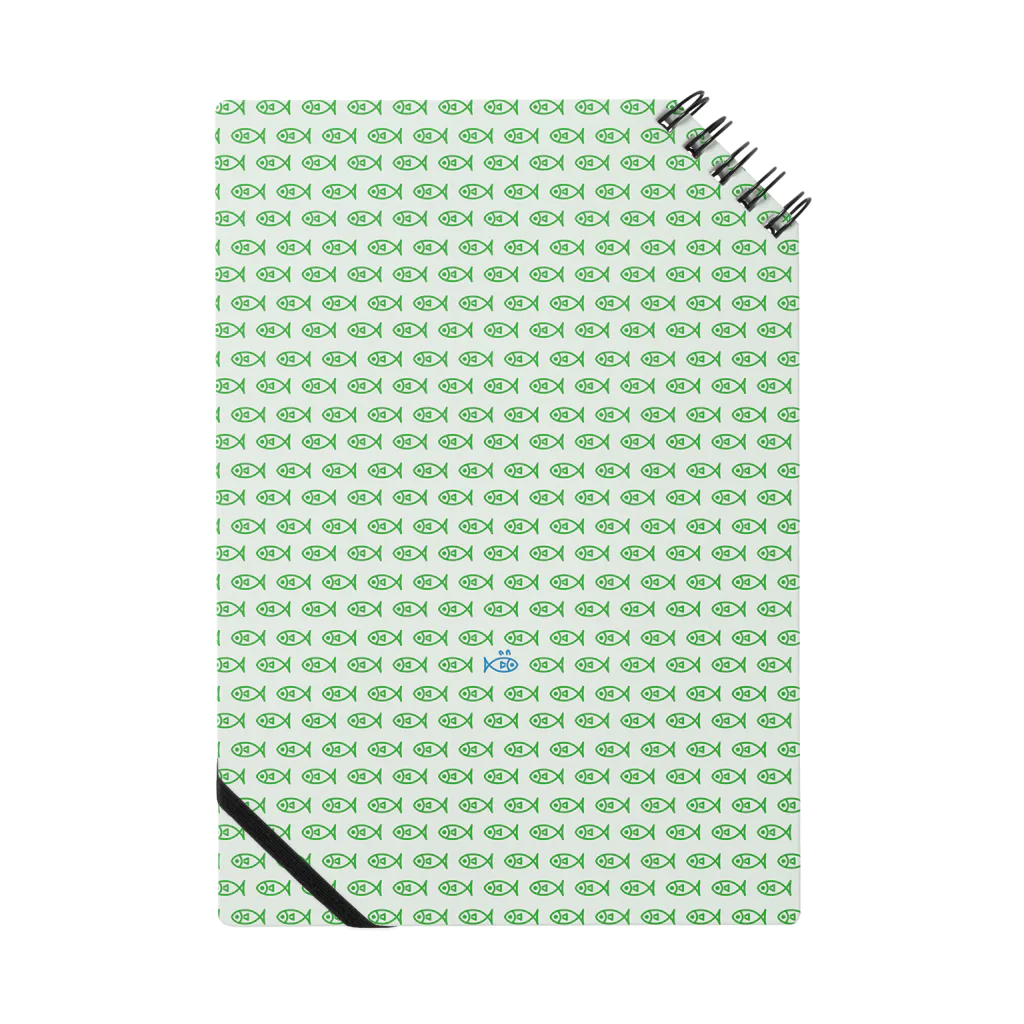 ヨープキャンが気になったの魚玉模様 グリーン Notebook