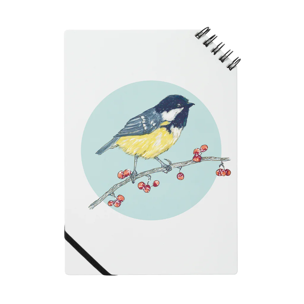 Nellyhime のアートのベリーと鳥 (Great Tit) Notebook