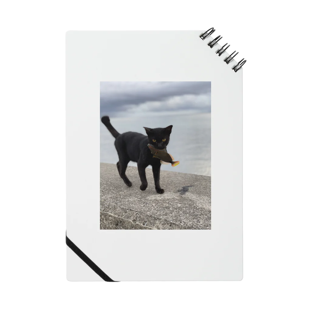 AMURITANONIWA-OFF LINE ART SHOPの魚をくわえた島猫 Notebook