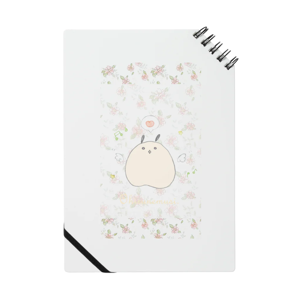 momopiss.shopのおひるねむし。「ハート」(小花柄) Notebook