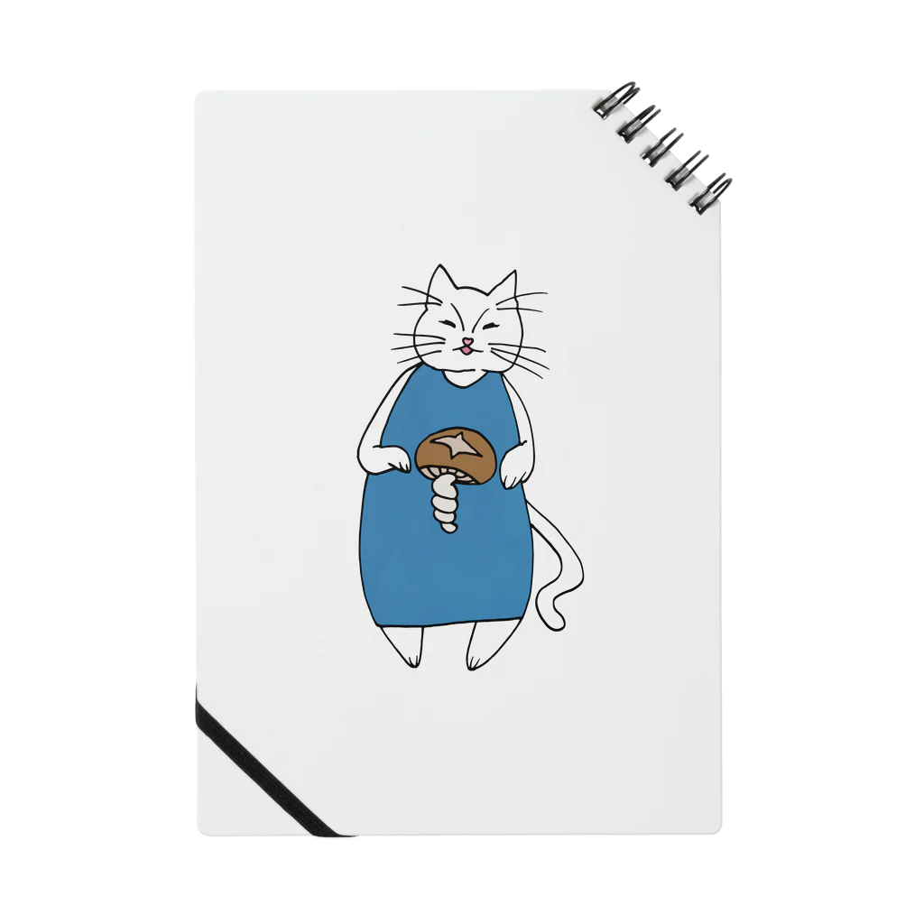 nyakamoの巻きしいたけ柄マキシ丈ワンピを着た猫 ノート