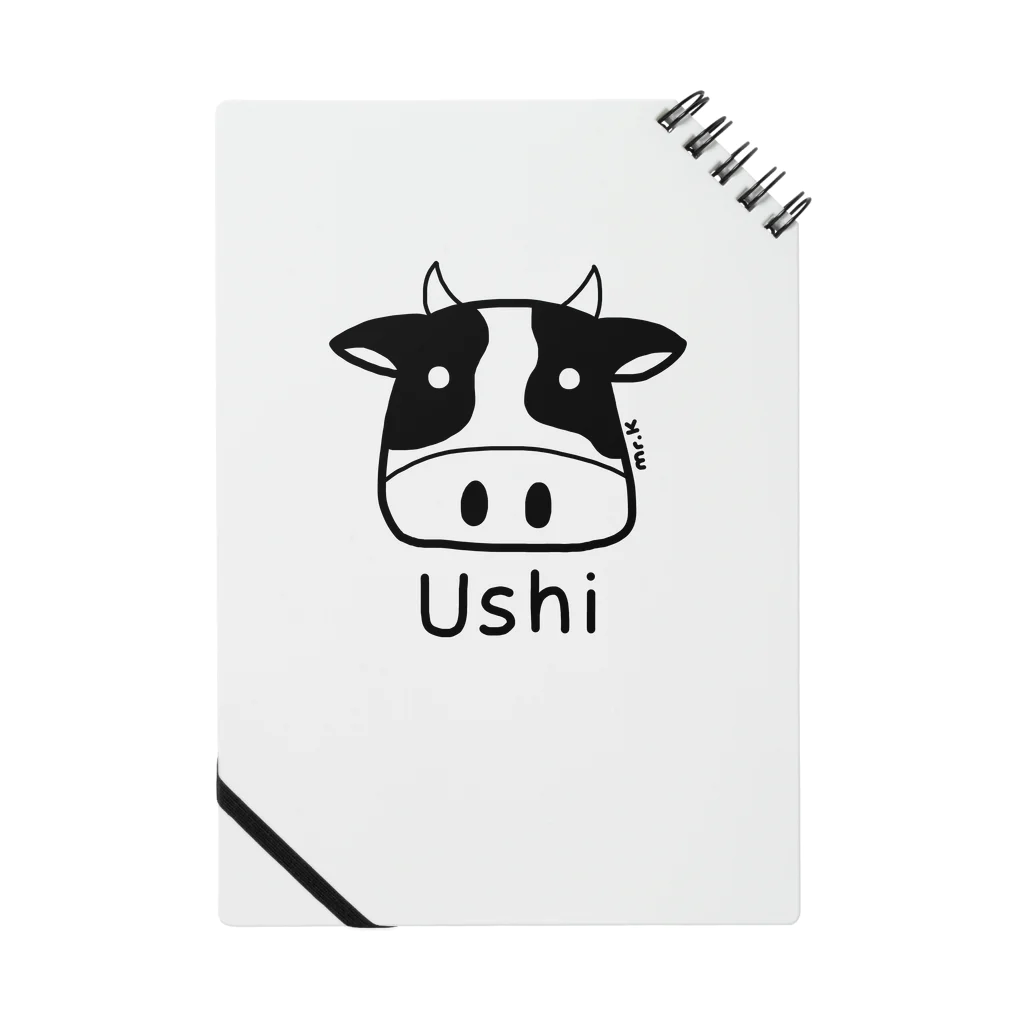 MrKShirtsのUshi (牛) 黒デザイン Notebook