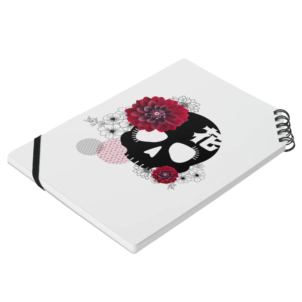 yuki-tsubakiのBetty skull 花 Notebook :placed flat