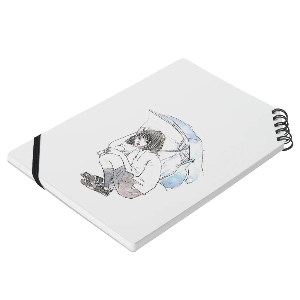 mina ￤ イラストの傘 女の子  Notebook :placed flat