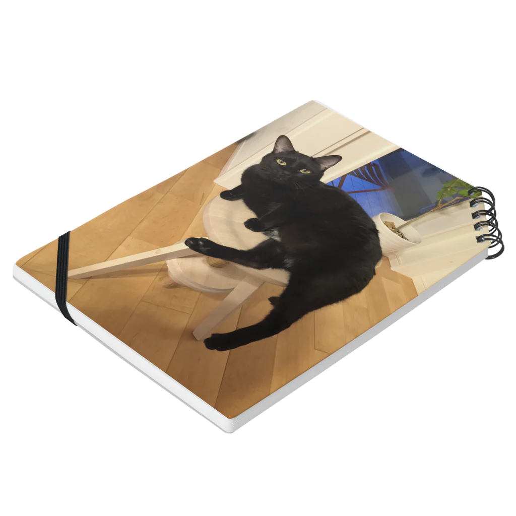 クロネコチャコとフランス額装のショップのくつろぐ黒猫チャコ Notebook :placed flat