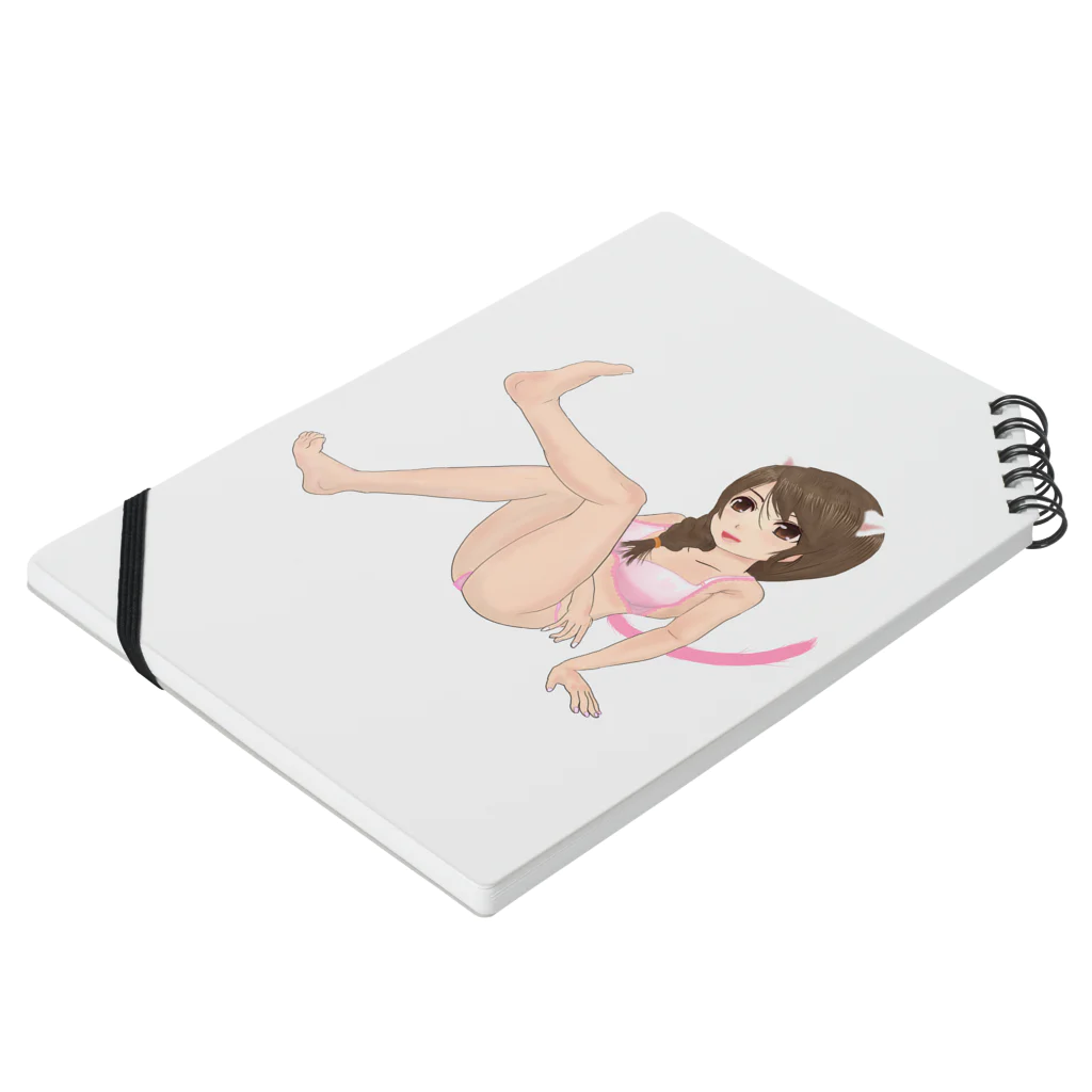 げーむやかんの萌え三つ編みピンク水着猫耳＆猫コスプレ Notebook :placed flat