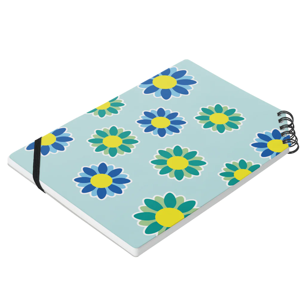 N's Creationの花柄グッズ 青&緑 Notebook :placed flat