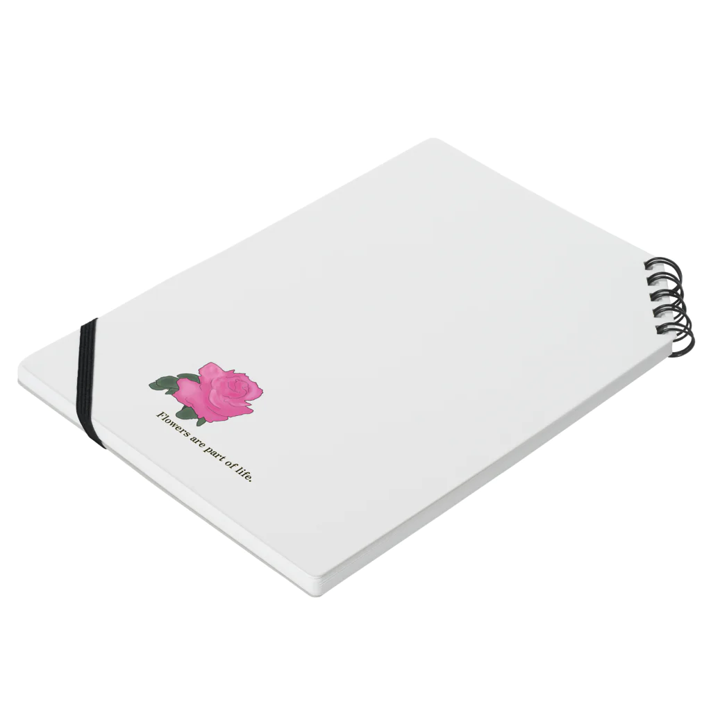 ピノ pino 피노のPink Rose Graphic Notebook :placed flat