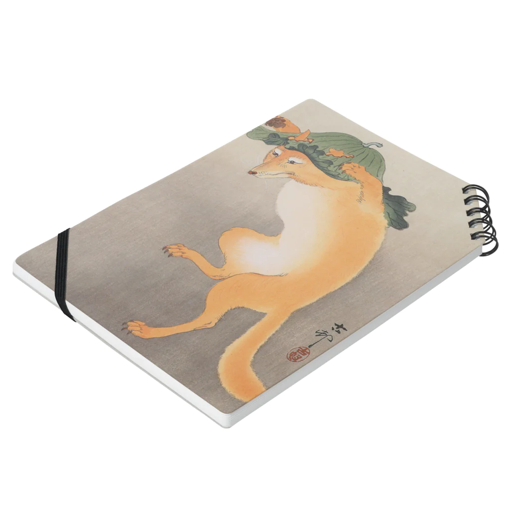 寿めでたや(ukiyoe)の日本画：浮世絵；踊る狐 ノートの平置き