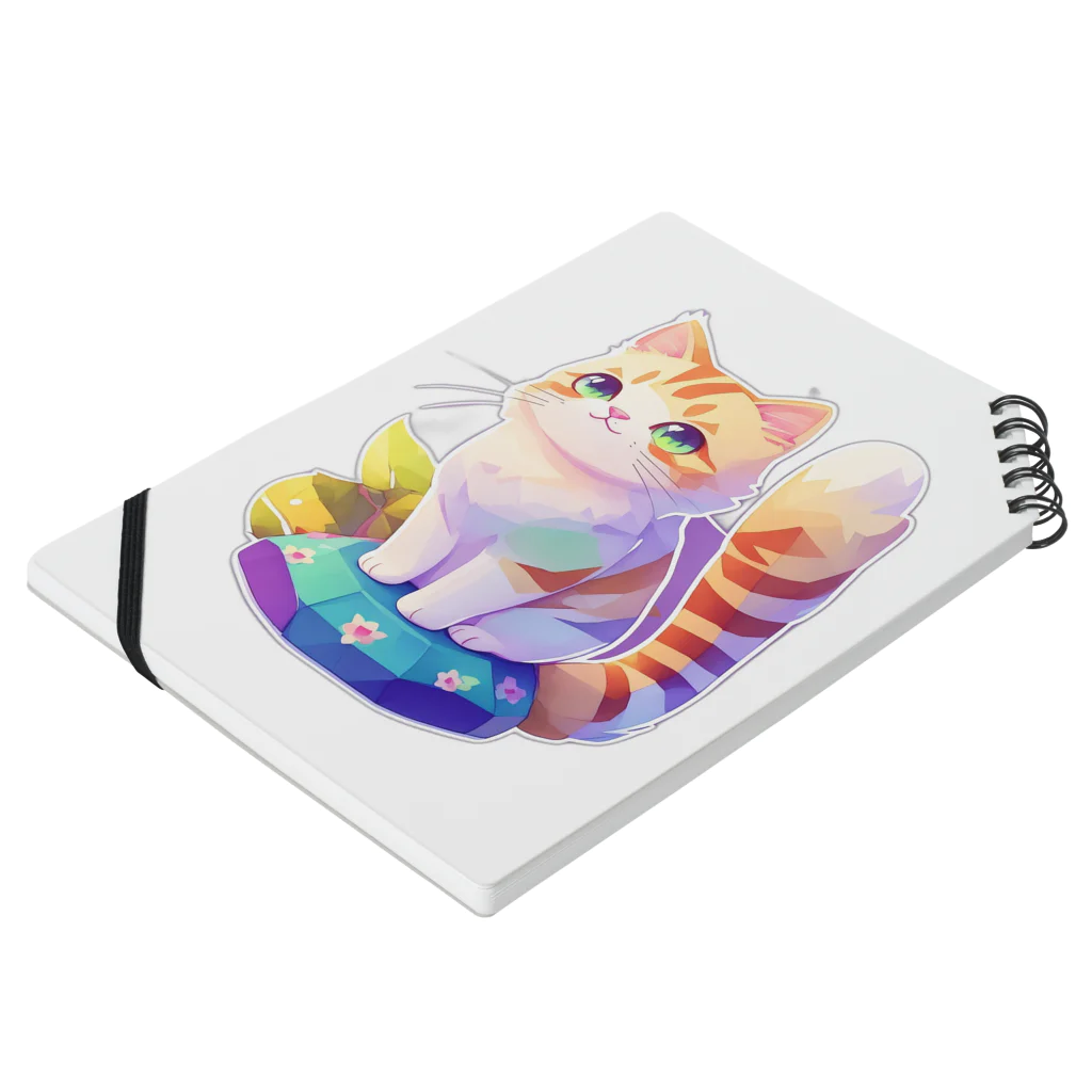 dolphineの上目遣いで見上げるrainbow cute cat Notebook :placed flat