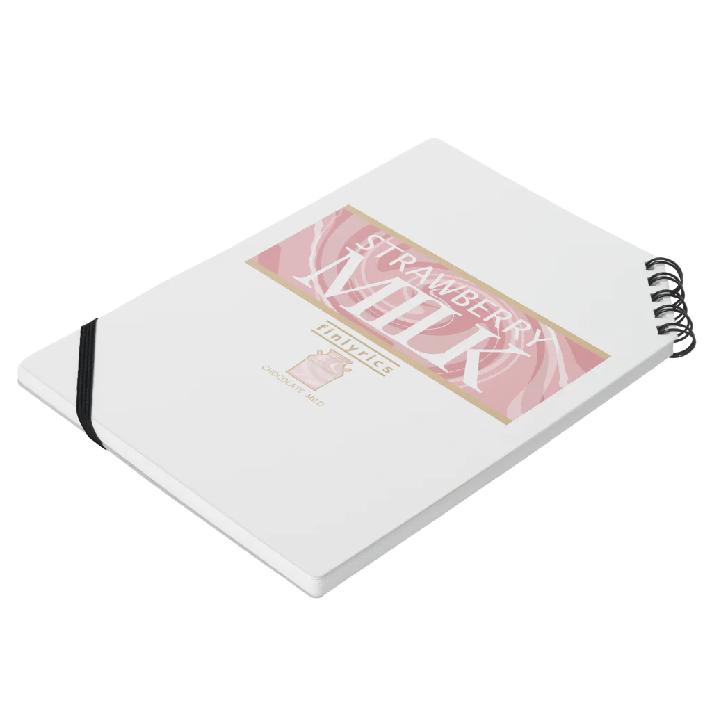 United Sweet Soul | Official Merchのfinlyrics - Strawberry Milk Notebook :placed flat