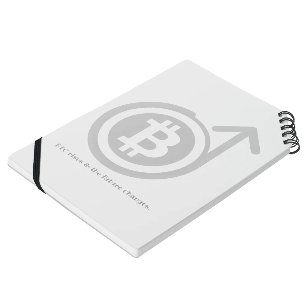 仮想通貨グッズショップの急上昇ビットコインシリーズ（灰ロゴ） ノートの平置き