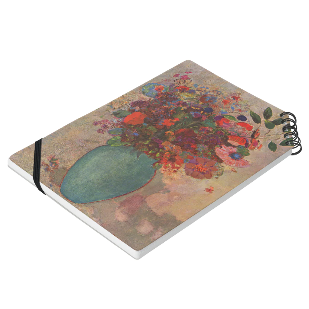 世界美術商店のトルコ石色の花瓶の花 /  The turquoise vase Notebook :placed flat