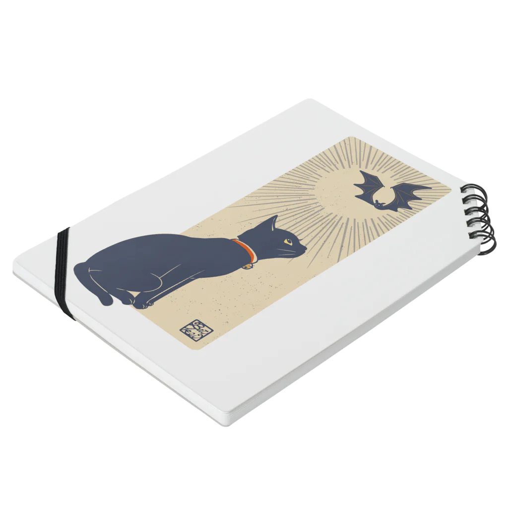 BATKEI ARTの黒猫と大蝙蝠 Notebook :placed flat