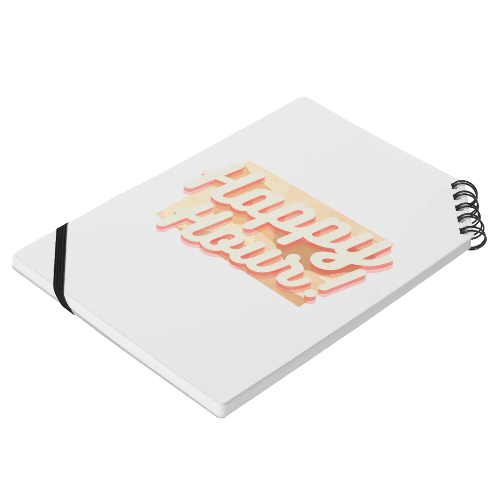 楽しいデザインを考えるのハッピーアワー♪グッズ Notebook :placed flat