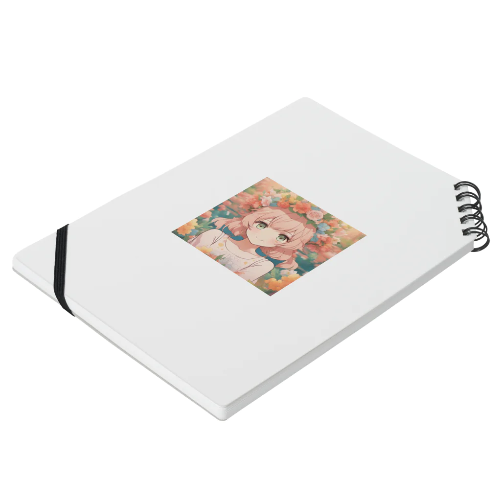 G7のショップの 花咲く彼方の美少女のアートコレクションBeauty Amidst Blossoms - Girl's Art Collection Notebook :placed flat