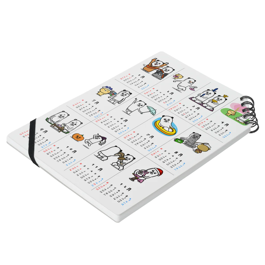 mamezoの2024年カレンダー（パンダおっさん） Notebook :placed flat