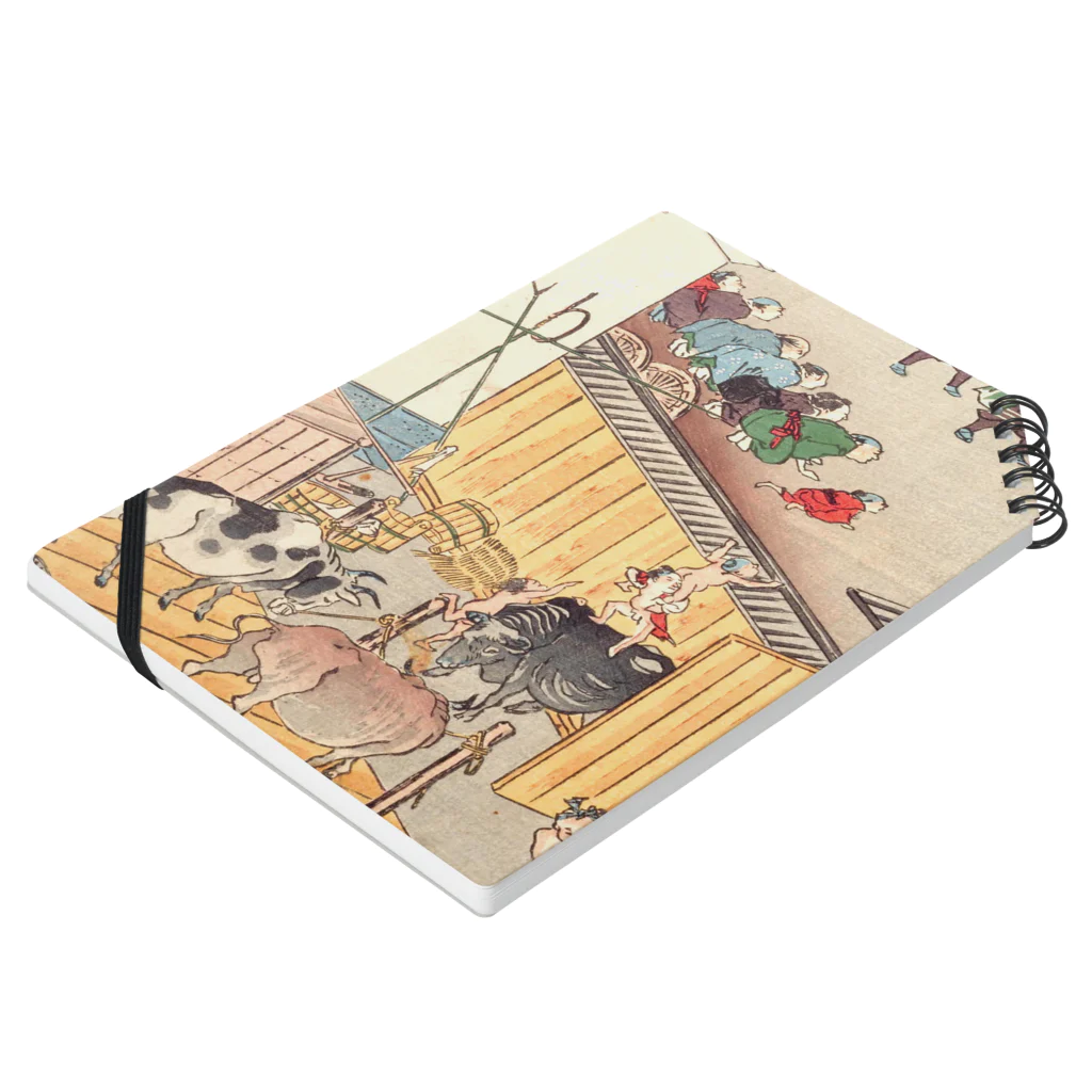 浮世絵ショップ のどぐろ　UKIYOE SHOP NODOGUROの東海道　高縄牛ご屋 / Tokaido Takanawa cow shed Notebook :placed flat