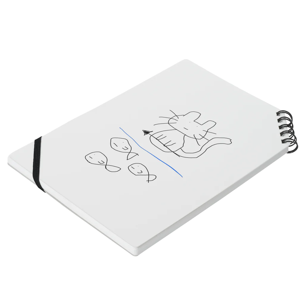 彼氏のイラストのわしの彼氏の描いた｢狩りする猫｣みてくれよ Notebook :placed flat