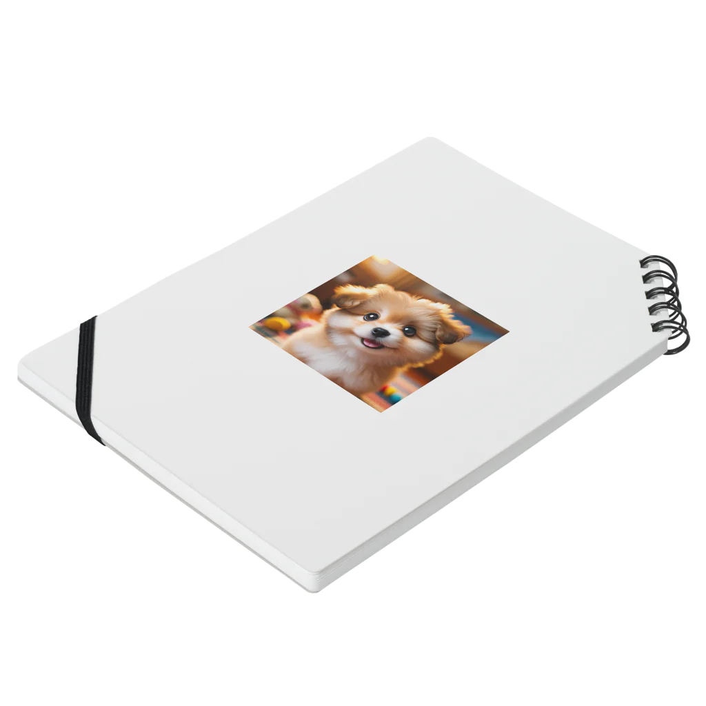 nick613の愛らしい小型犬が微笑みながらカメラに向かっている Notebook :placed flat